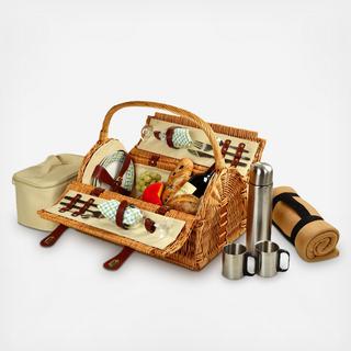 2-Person Sussex Picnic Basket with Blanket & Coffee Set