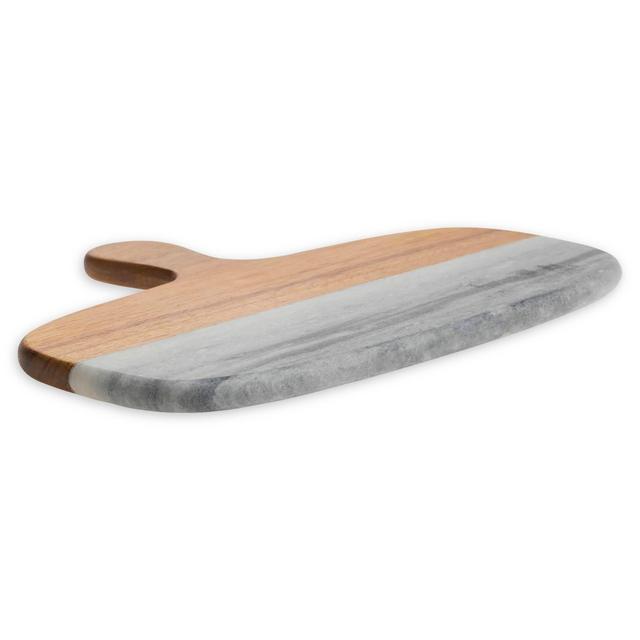 Denmark Artisanal 13-Inch Rectangular Cutting Board in Marble/Wood with Handle