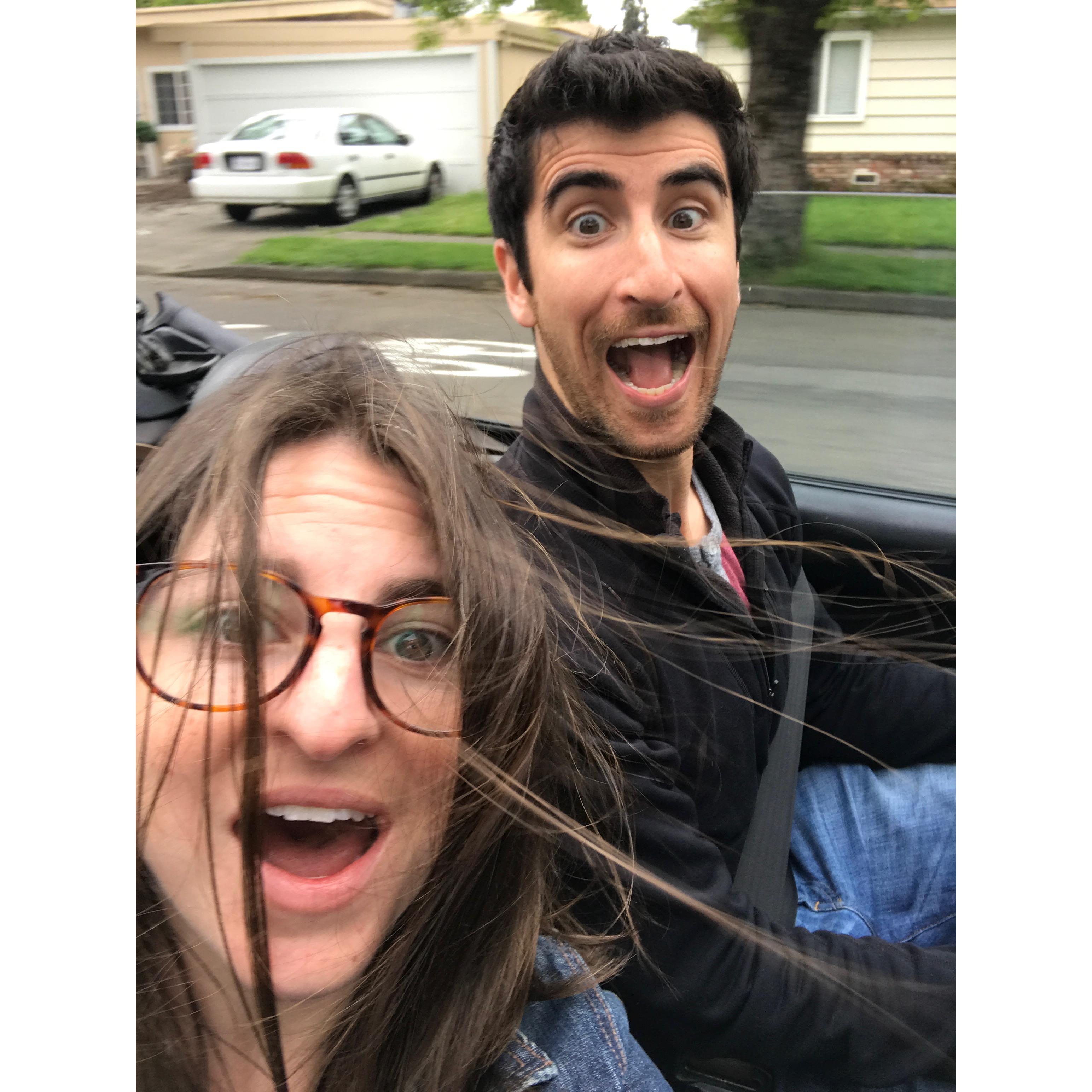 Top down, chromes spinning on a trip to Santa Rosa.