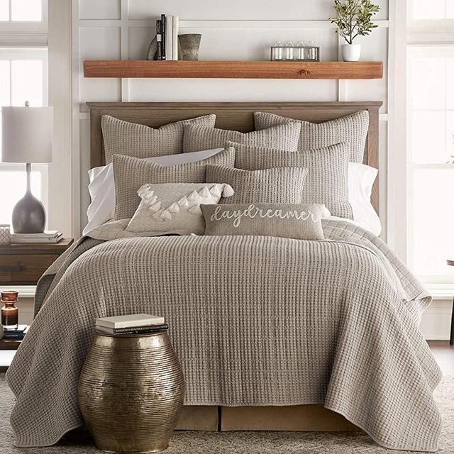 Levtex home - Mills Waffle - King Quilt Set - Taupe Cotton Waffle - Quilt Size (106 x 92in.), Sham Size (36 x 20in.)