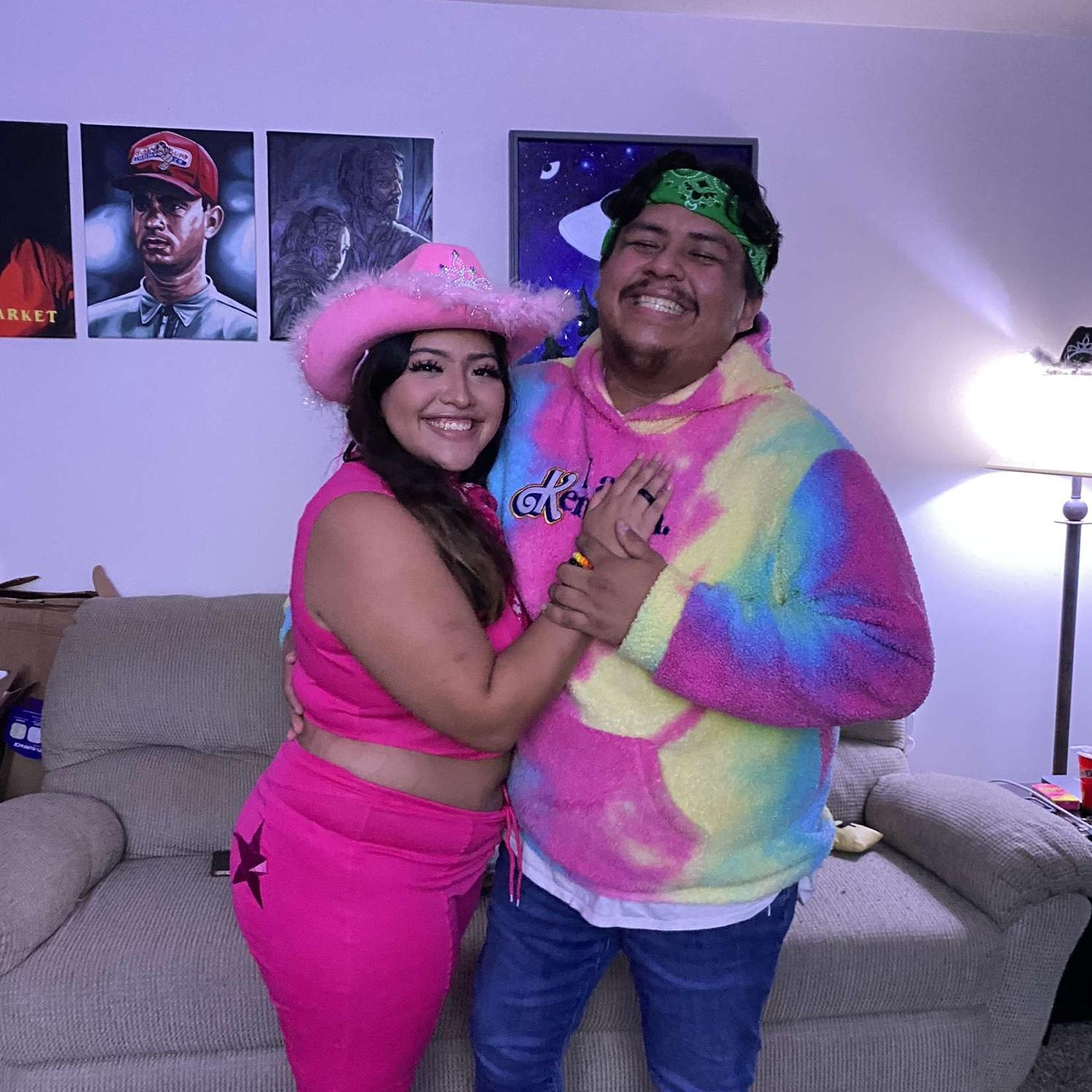 Our first Halloween together! We were Barbie and Ken