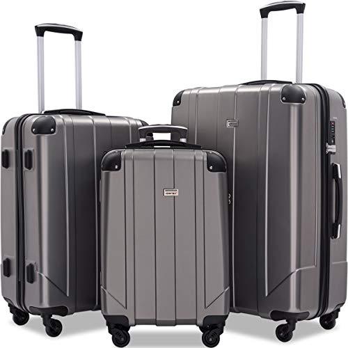 Merax Luggage Sets with TSA Locks, 3 Piece Lightweight P.E.T Luggage 20inch 24inch 28inch