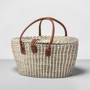 12pc Woven Picnic Basket Set Brown/White - Opalhouse™