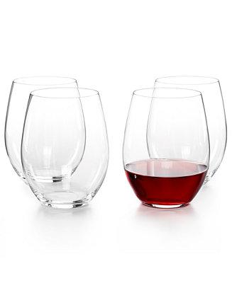 O Cabernet and Merlot Stemless Wine Glasses 4 Piece Value Set
