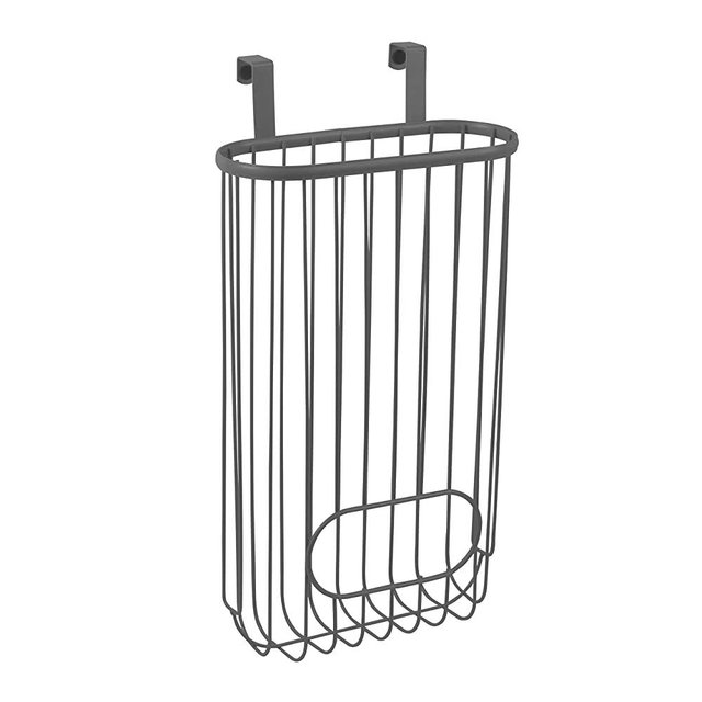 Spectrum Diversified Ashley Over-The-Cabinet Dispenser Plastic Holder for Kitchen Storage & Organization, Under Sink Organizer for Recycling Grocery Bags, One, Industrial Gray