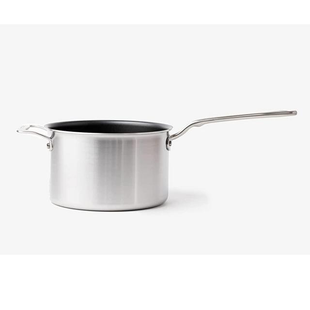 Made In Cookware - 4 Quart Non Stick Sauce Pan - Stainless Clad 5 Ply Construction - Made In Italy - Professional Cookware