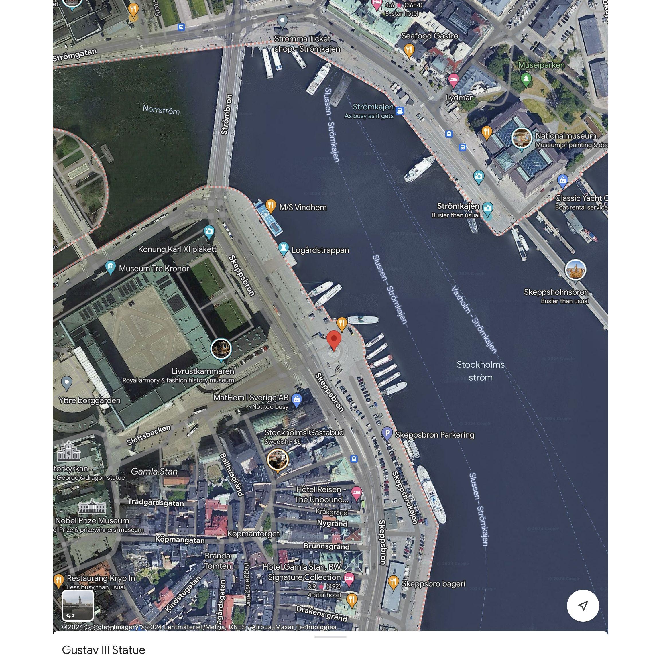 Skeppsbro Bageri (bakery) at the bottom of the picture is tasty if you get here early