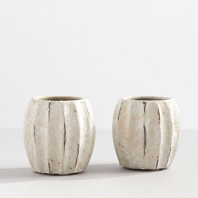 ribbed artisan bud vase, s/2,natural