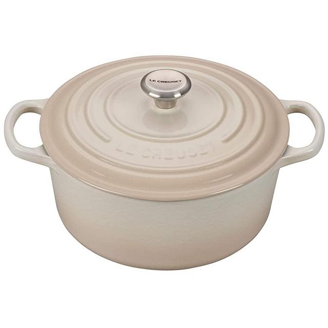 Le Creuset LS2501-22716SS Signature Round Dutch Oven, 3.5 qt, Meringue