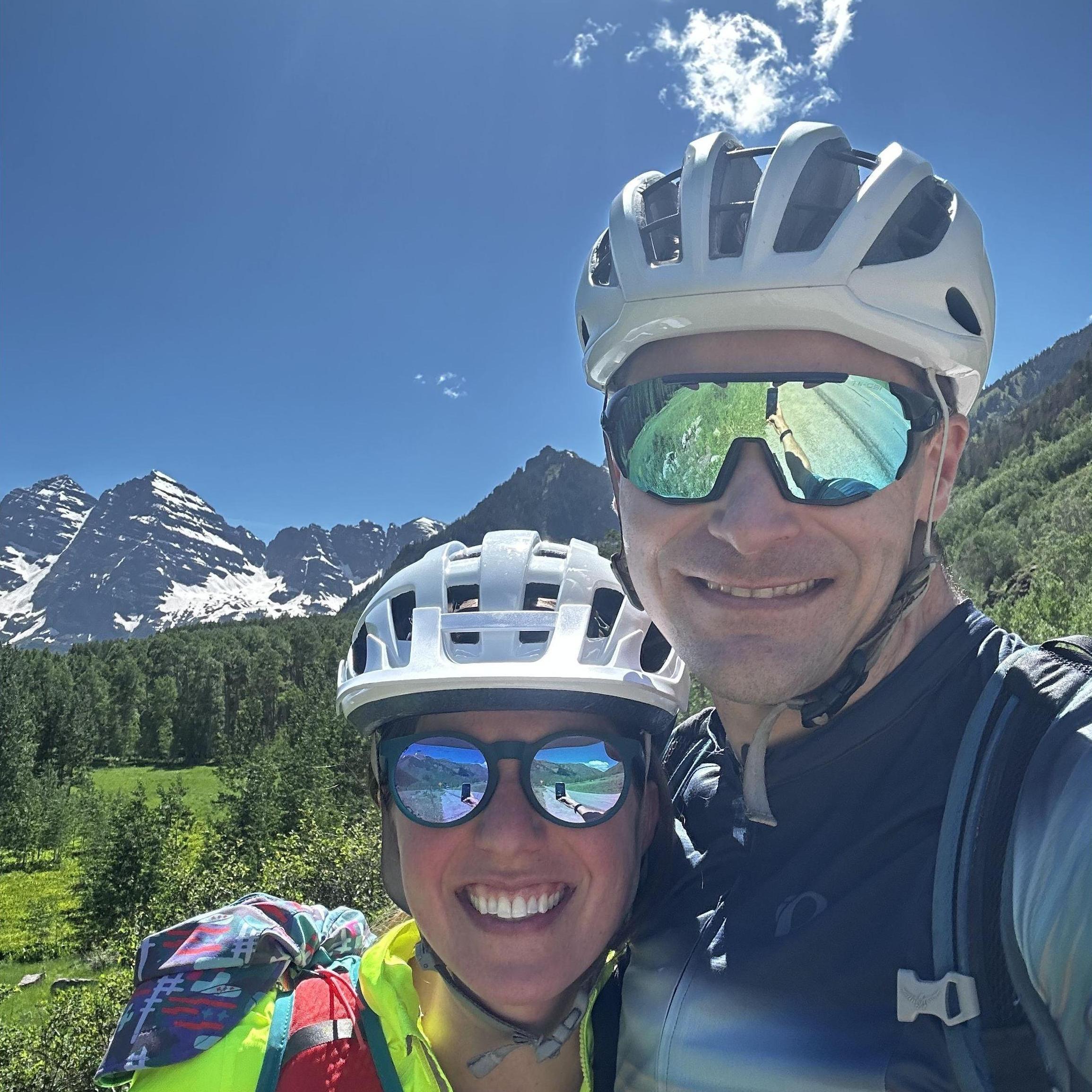 Biking to the Maroon Bells, the day we got engaged!