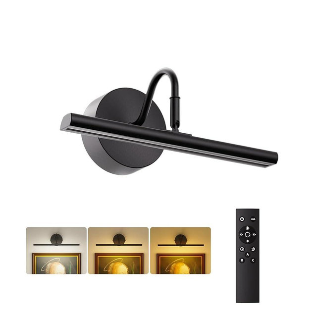 Denlead Picture Lights for Wall, 12" LED Wall Lights with Remote, Hardwired Connection, Adjustable Color (2700K-6500K) and Dimmable, Timer, Gallery Art Light for Paintings Bedroom Bathroom, Black