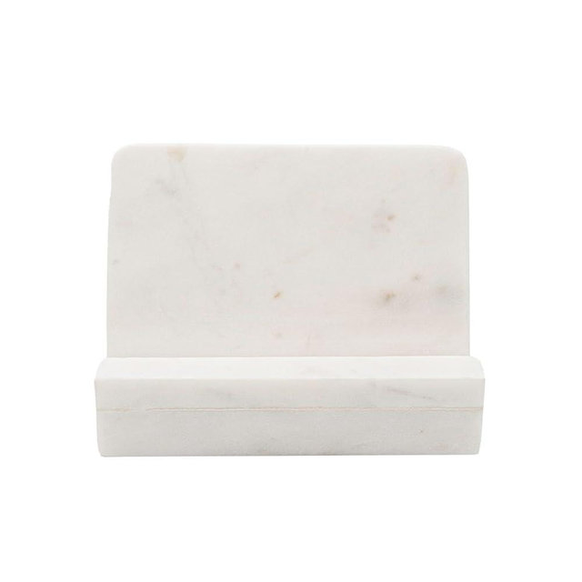 Foreside Home and Garden 7.75" x 8.5" Kendal White Marble Premium Kitchen Cook Book Holder w/ Foam Feet Home All Seasons Natural Modern Contemporary Farmhouse Cookbook Recipe Decor Decoration