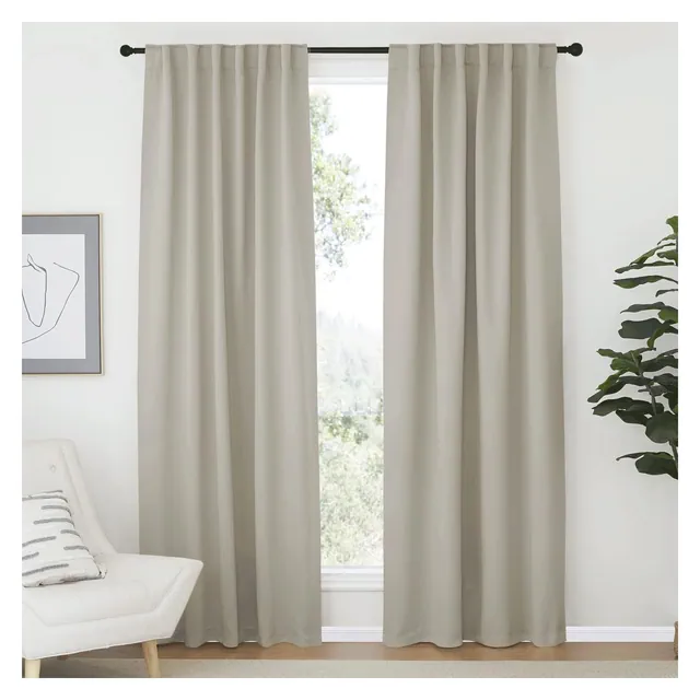NICETOWN 52"x84" Blackout Window Curtains 2 Panels Natural Thermal Drapes with Rod Pocket and Back Tab for Living Room Bedroom Camper