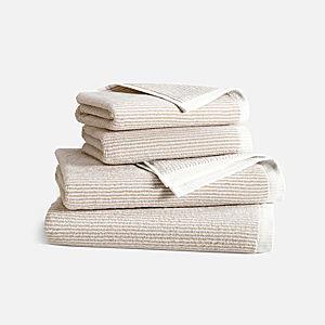 Plush Turkish Cotton Bath Towel Bundle in Striped Pebble