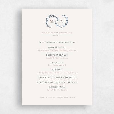 Multi-Colored Wedding Program - Cappell