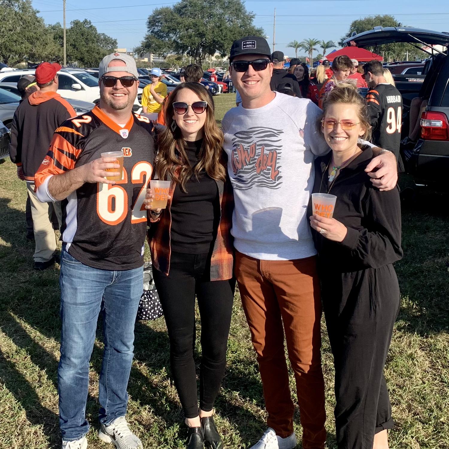 December 2022 - Tailgating the Bengals v. Buccaneers football game with Philip and Emily. Who-Dey!!