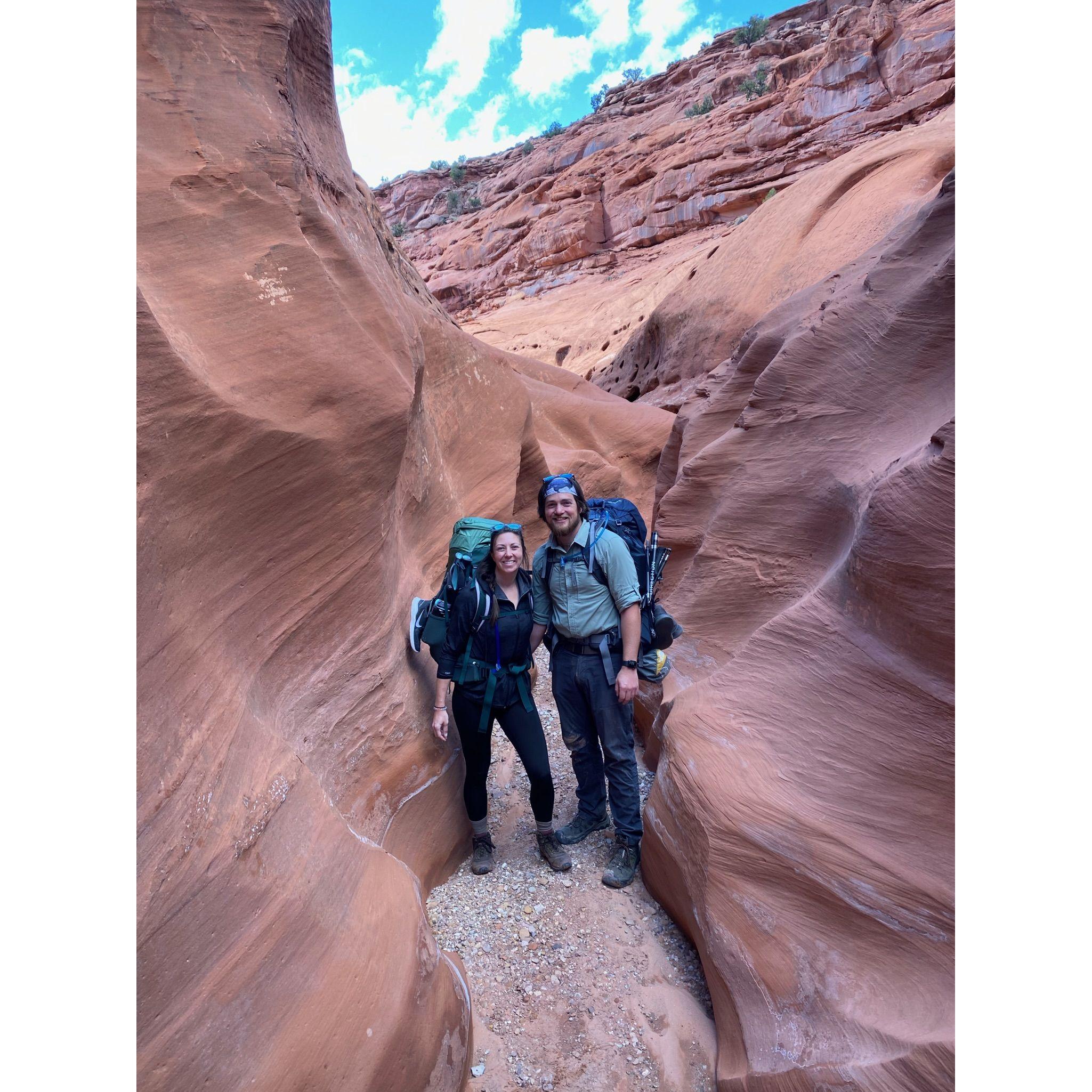 Our first backpacking trip together in Capitol Reef National Park in Utah.