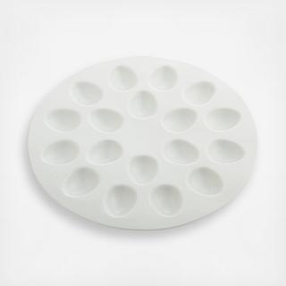 White Ceramic Deviled Egg Serving Platter