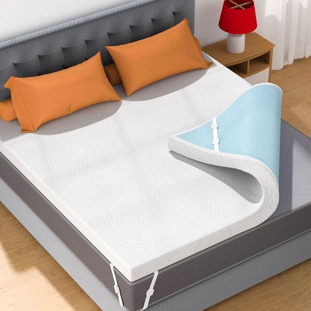 3 Inch Gel Memory Foam Mattress Topper Queen Size, High Density Ventilated Memory Foam Bed Mattress Topper for Back Pain,Non-Slip Design with Removable Bamboo Cover