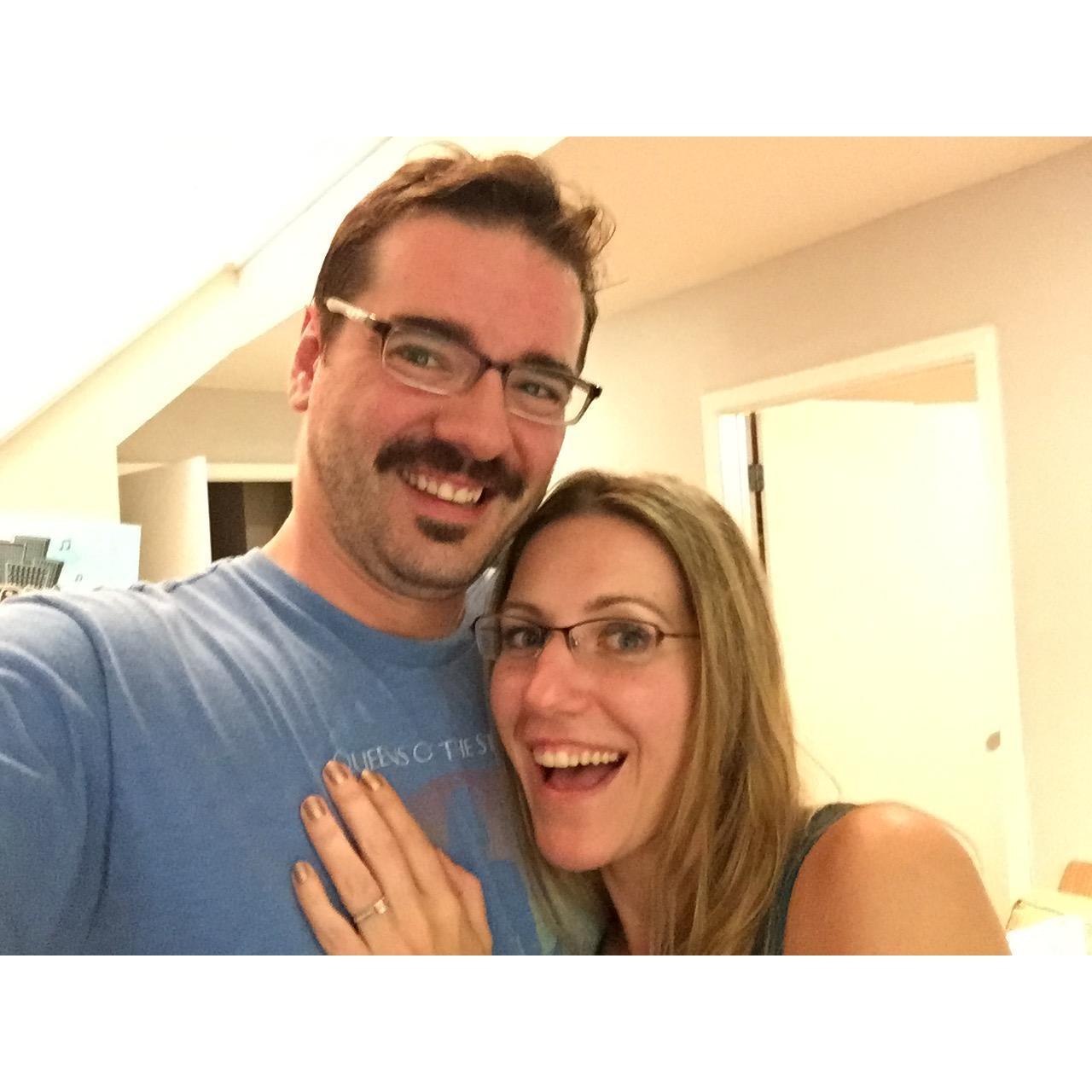 Just minutes after Mary said yes!! August 23, 2017