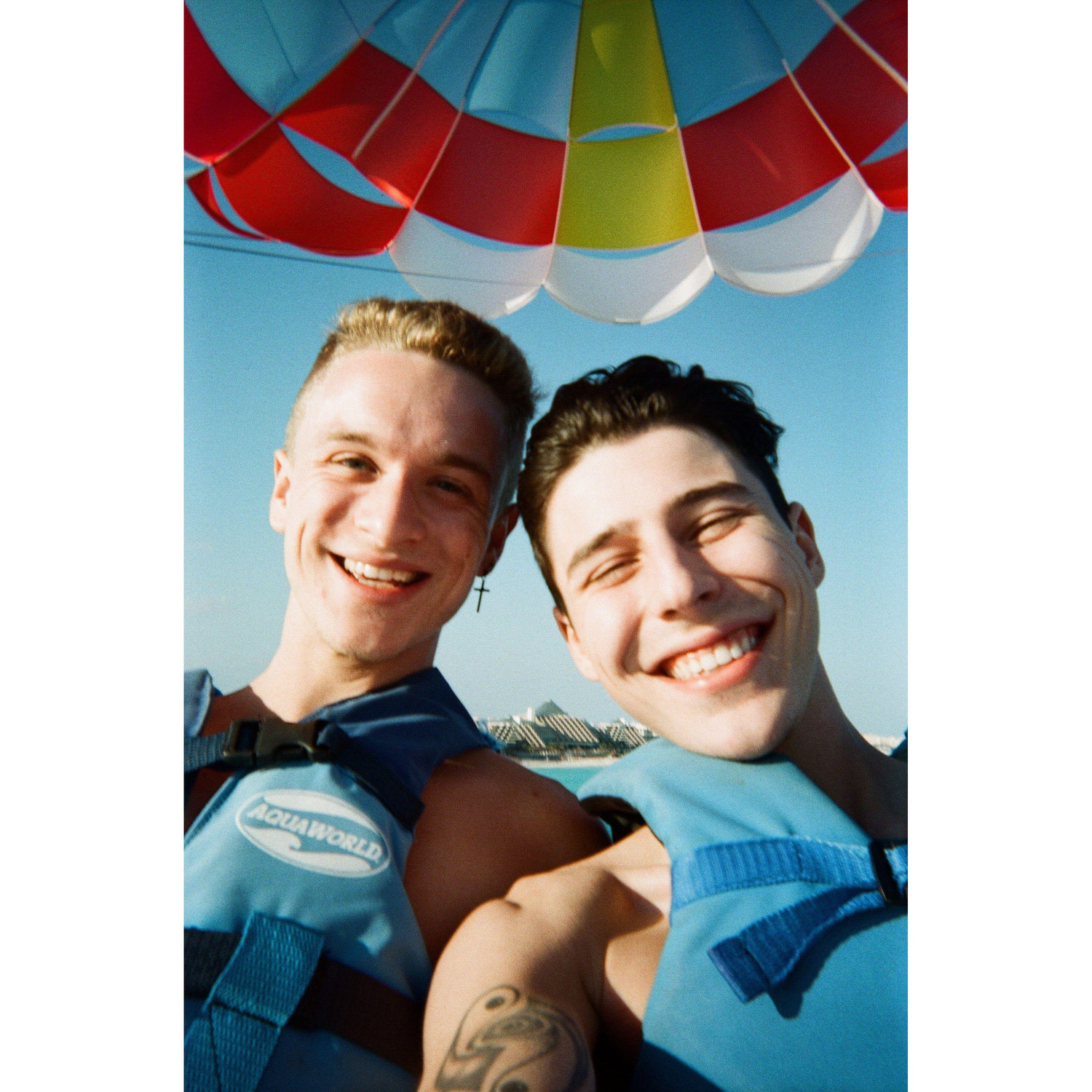 This was our first trip together. We went to Mexico and went parasailing, it was terrifying.