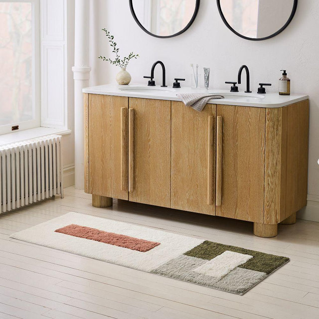 Colorblock Bath Mat, 24x64, Soft Sage