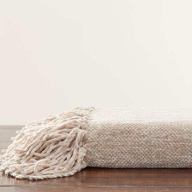 Chenille Fringe Throw, 50 x 60", Flax