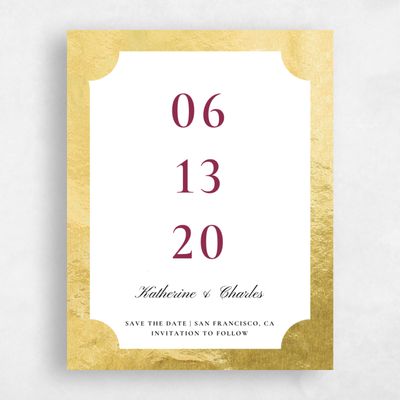 Burgundy, Red Wedding Save the Date - Blake Type Foil