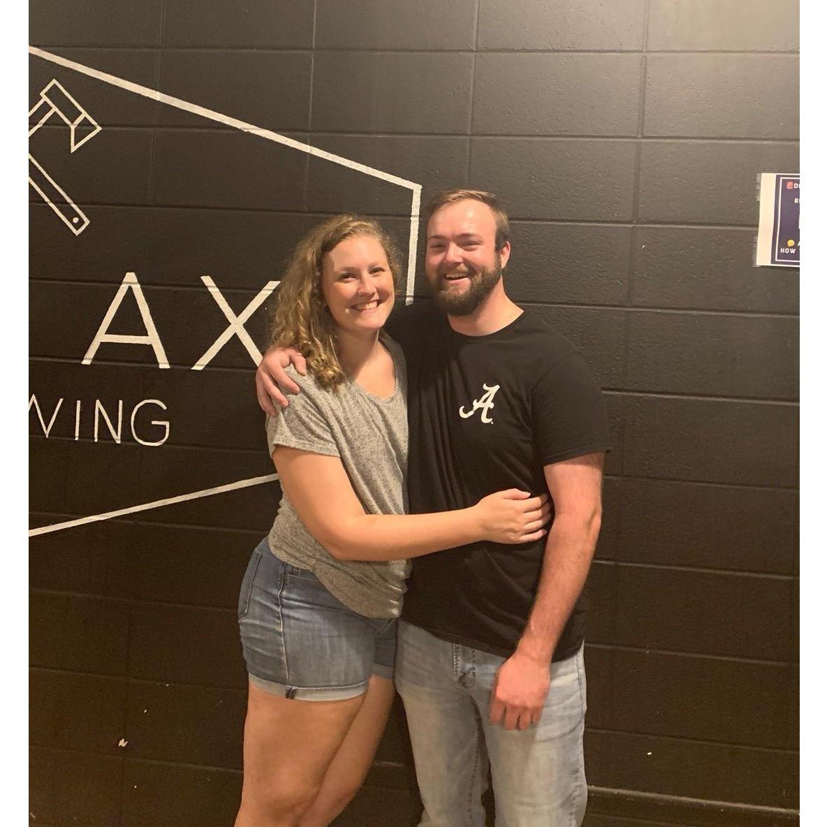 Our first picture together - Axe Throwing September 2019