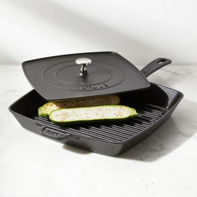 Staub ® Matte Black 12" Square Grill Pan and Press