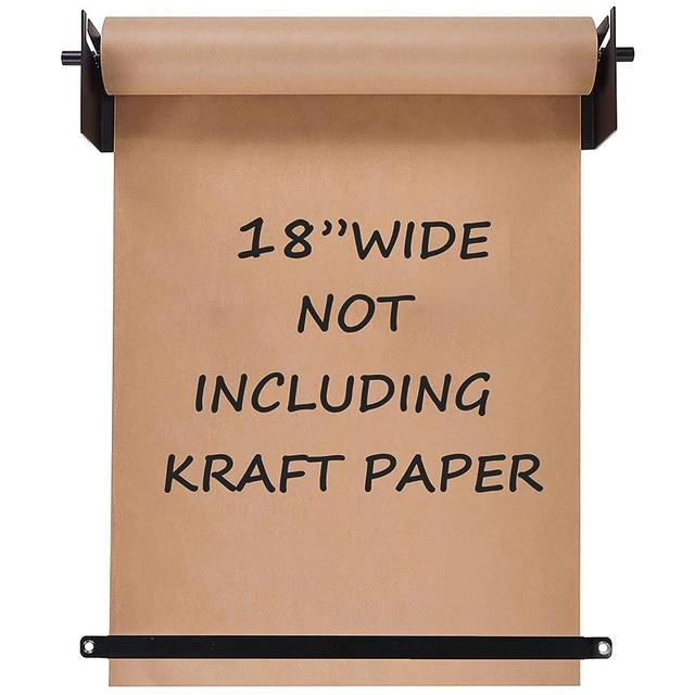 Fitous 18.6" Kraft Paper Roll Holder Dispenser & Cutter Wall Mounted to Do Lists, DIY Drawing, Taking Note, Artwork, Daily Special - Black