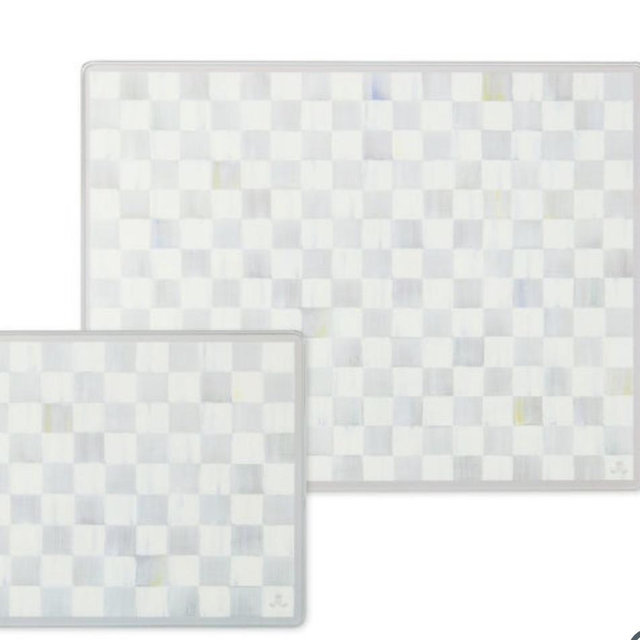 Check Glass Cutting Board, Set of 2 - Sterling color