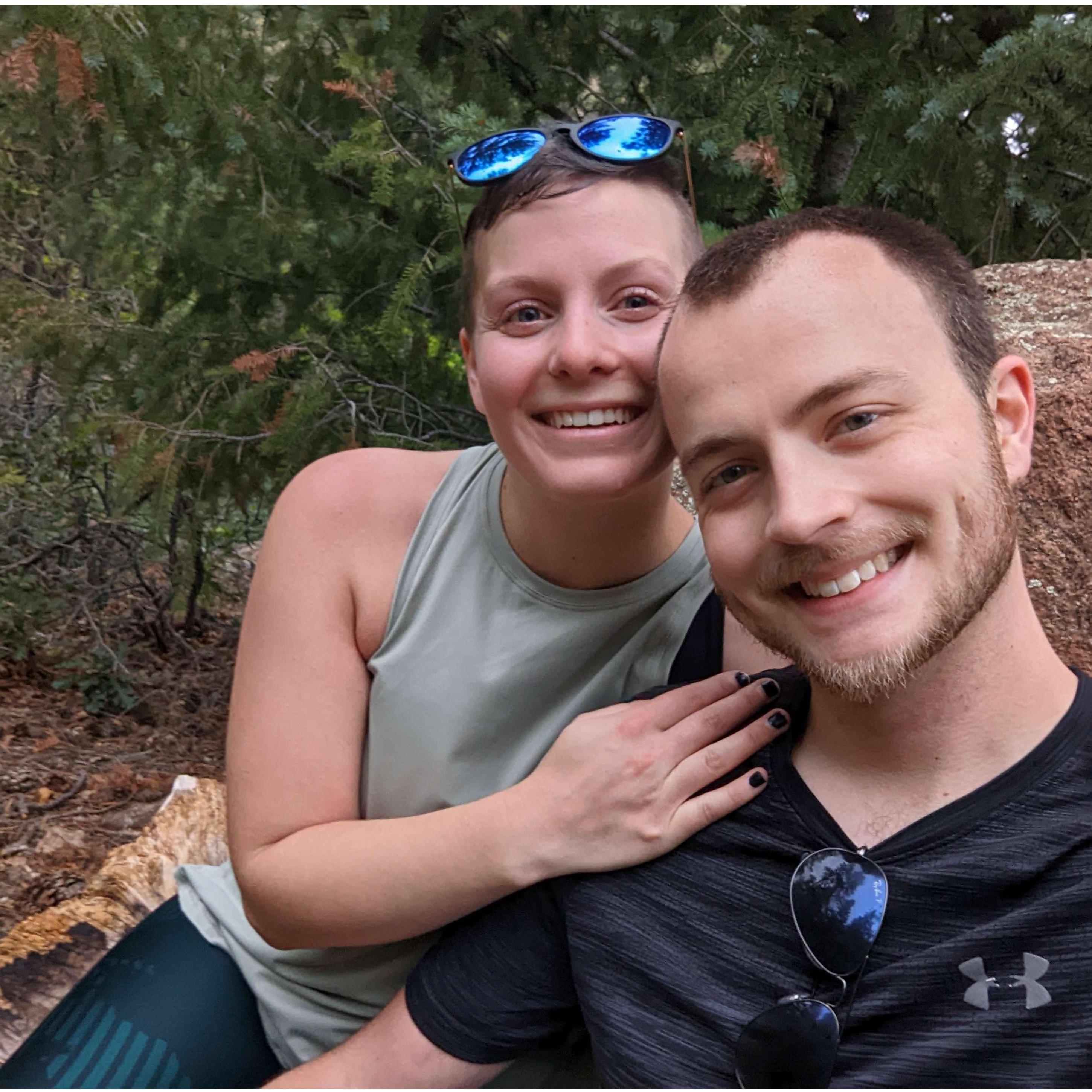 While hiking one of our favorite trails, we found a bench made from a fallen tree. It made for a great photo spot :)