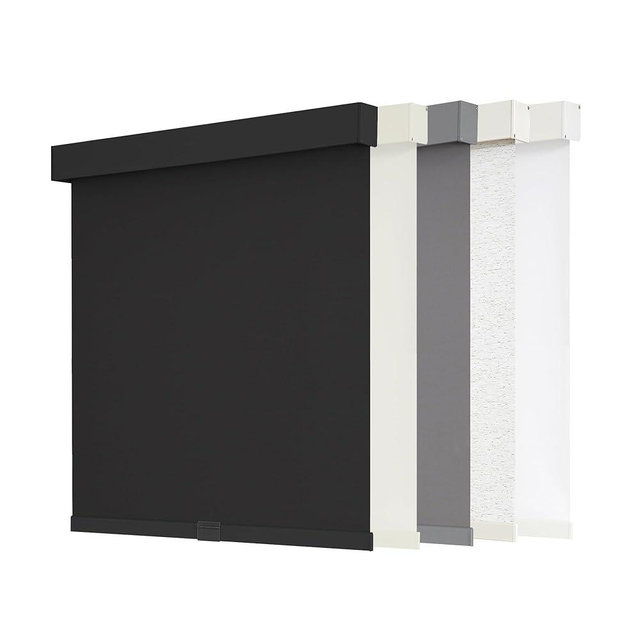 AOSKY Blackout Roller Shades Cordless Blinds for Windows, Free-Stop Shades with Valance, Thermal Insulated Fabric, UV Protection, Natural Woven Blinds for Home and Office (24" W x 72" H, Black)