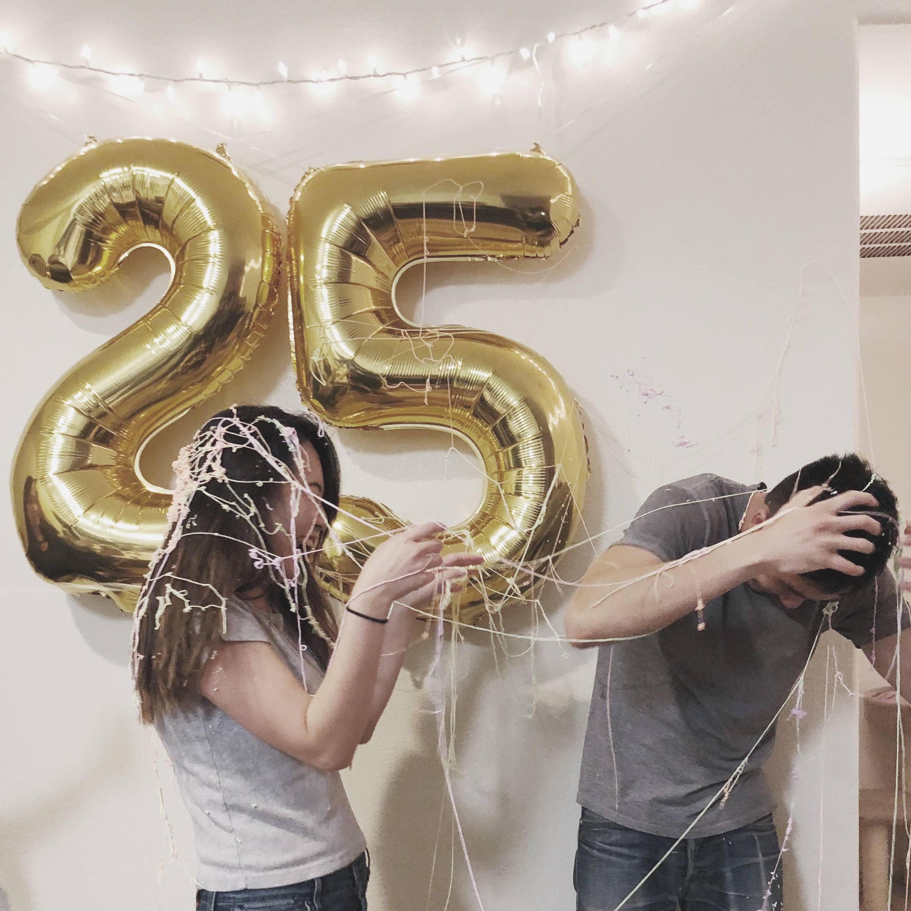 Being silly with silly string for Scott's 25th!