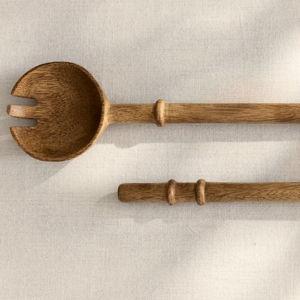 WOODEN SALAD FLATWARE SET (SET OF 2)