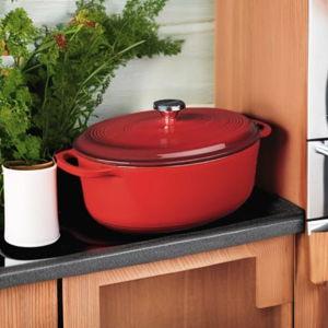 Lodge 7 Quart Enameled Cast Iron Oval Dutch Oven with Lid