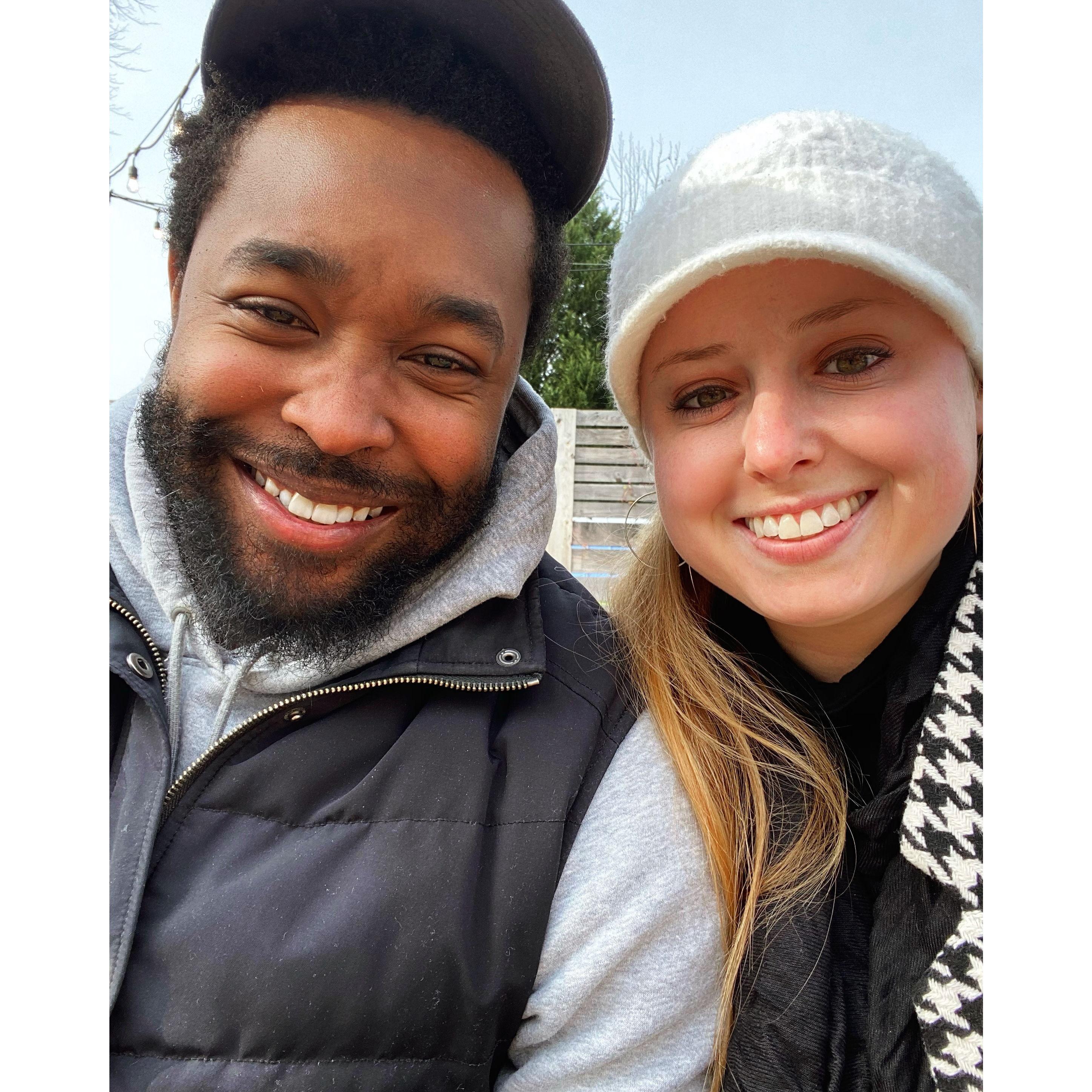 The "hard launch" photo on Instagram. A cold December day is no match for us finding our way to a beer garden!