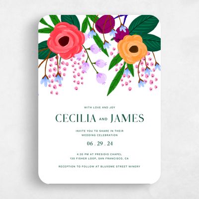 White Rounded Wedding Invitation - Ybel Classic
