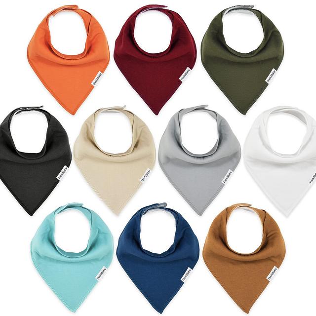 TheAZBaby Organic Cotton 10-Pack Baby Bandana Drool Bibs for Boys and Girls, Neutral Solid Bibs for Teething and Drooling.