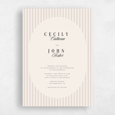 Linen, Beige Wedding Invitation - Madison Portrait