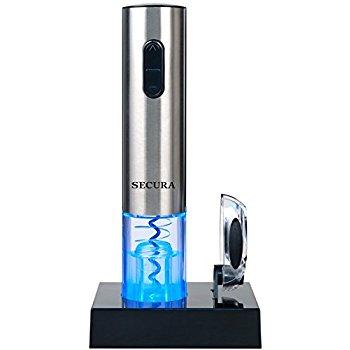 Secura Stainless Steel Electric Wine Bottle Opener with Foil Cutter (Stainless Steel)