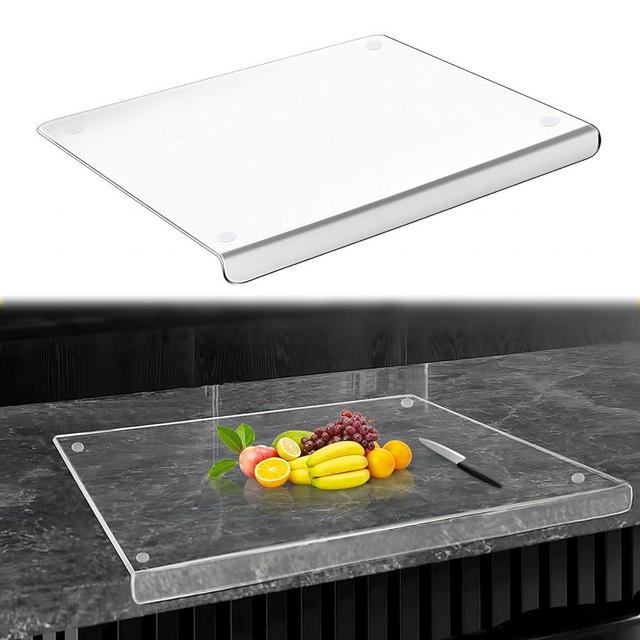 Acrylic Cutting Boards with Counter Lip, Clear Cutting Board for Countertop Non Slip, Counter Countertop for Home Kitchen Restaurant 18x16 Inch
