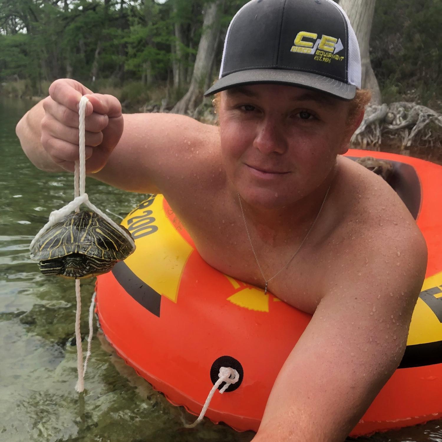 He always has to catch turtles
