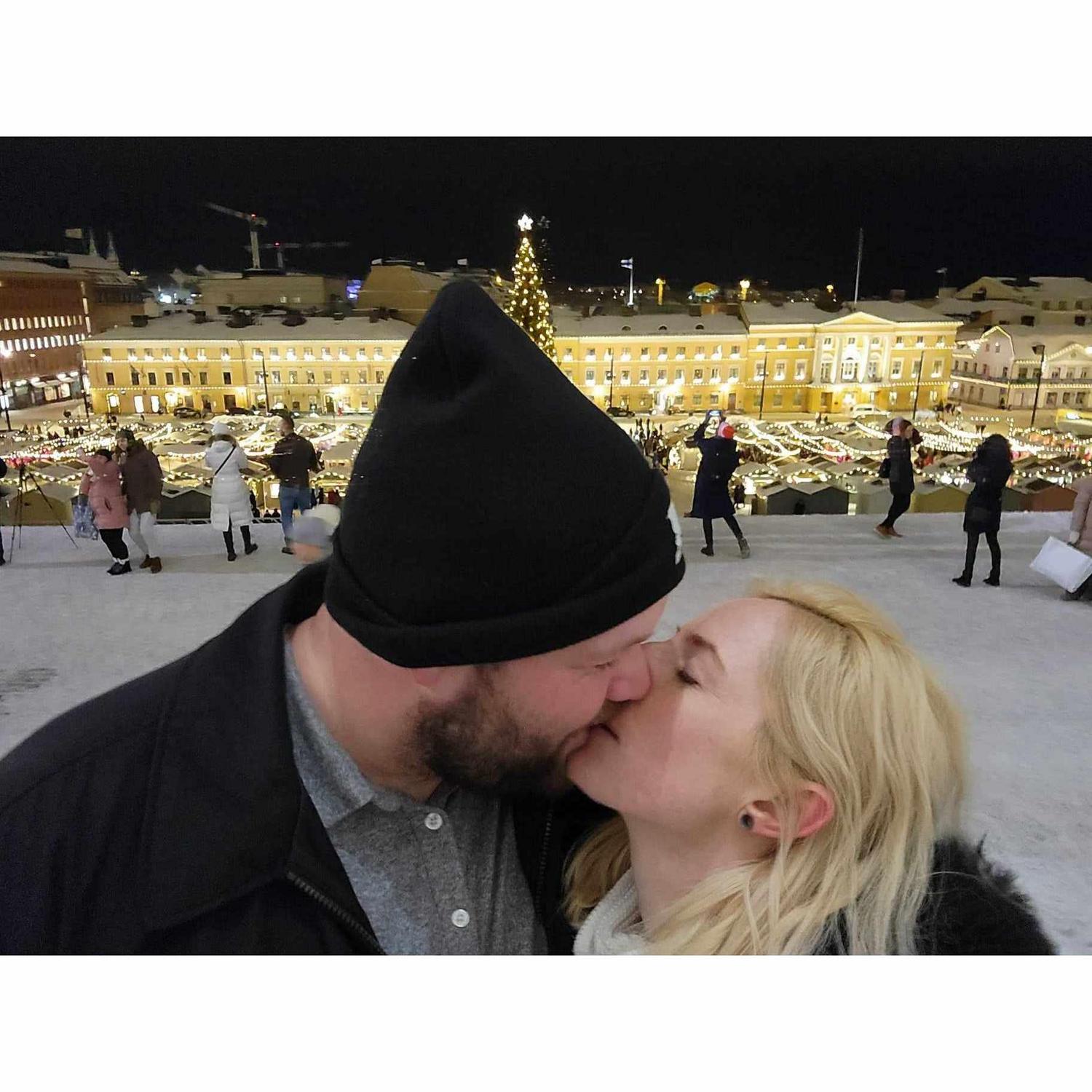 Right after he proposed on the steps of the Helsinki Cathedral.
