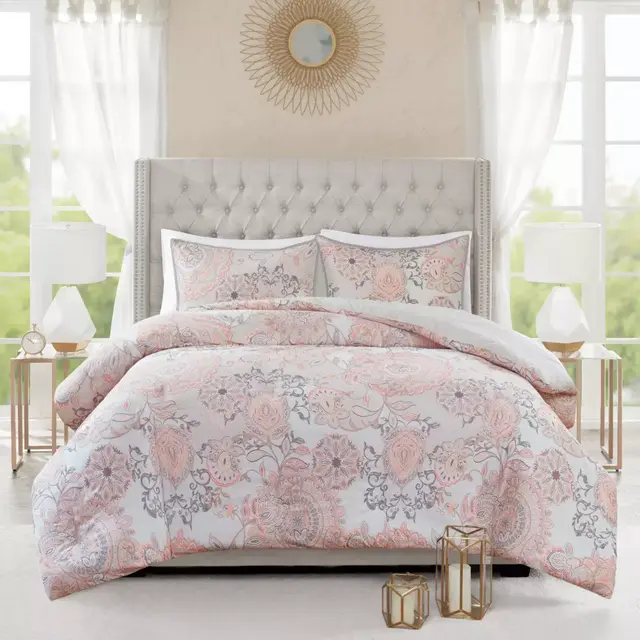 Madison Park Isla 3-Piece Reversible Full/Queen Duvet Cover Set in Blush