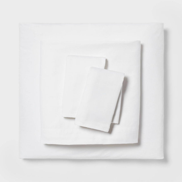 Full Cotton Blend Sateen Sheet Set White - Room Essentials™