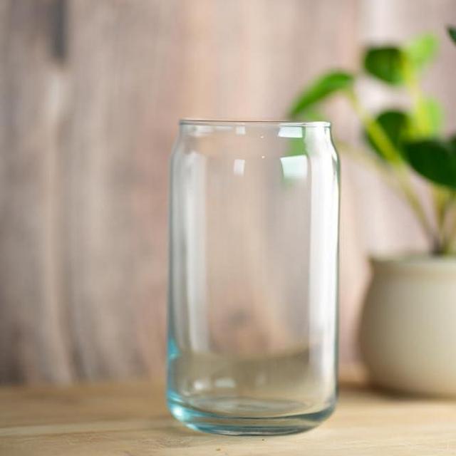 American Glass Co [4 Piece Set] - Premium Artisan Drinking Glasses | 16oz Beer Can Glass Cups - The Perfect Cocktail Glass | Multicolored & Clear Water Glasses | Kitchen Glassware (Light Teal)