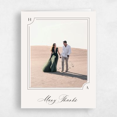 Beige Monogram Wedding Thank You - Lynx Photo