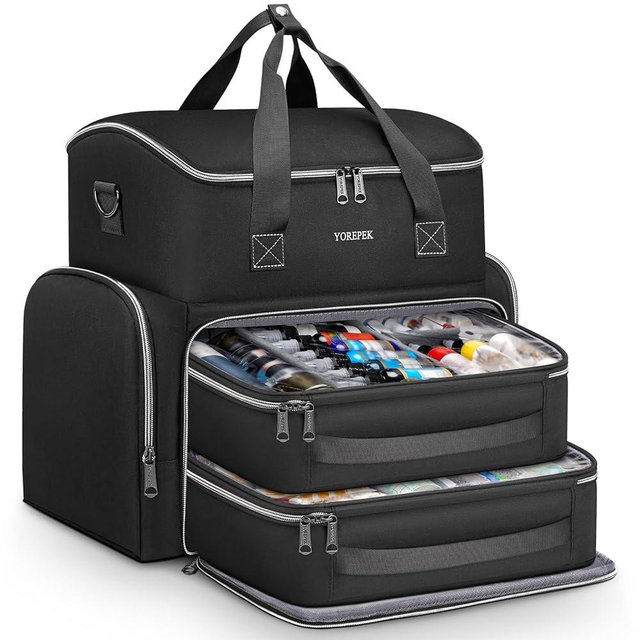 YOREPEK Tattoo Travel Case, Waterproof Tattoo Bag with 2 Removable Organizer Pouches, Adjustable Dividers, Tattoo Carrying Case for Equipment, Supplies, Stencil Printer, Artist Gifts